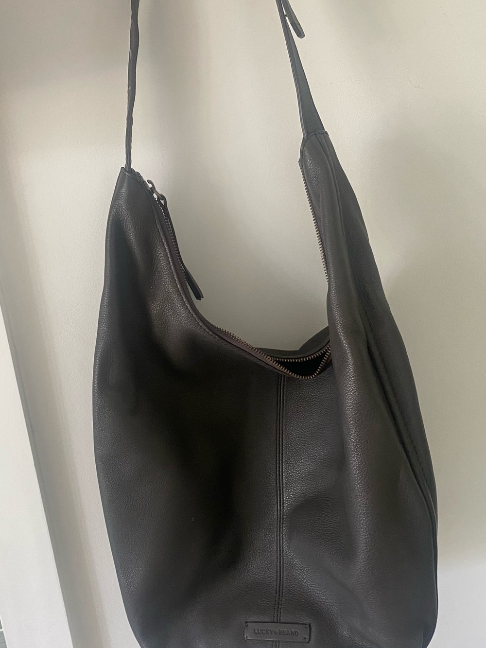 Lucky Brand Leather Hobo Shoulder Bag - gray